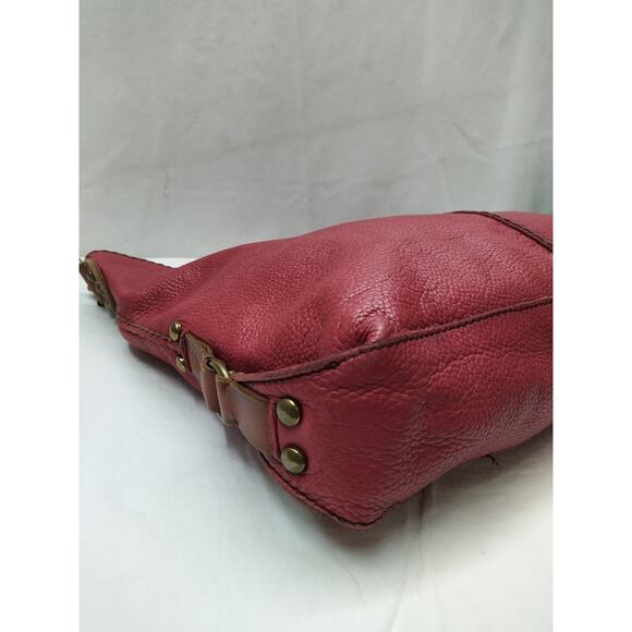 Lucky Brand Red Pebbled Leather Hobo Shoulder Bag - Picture 16 of 16